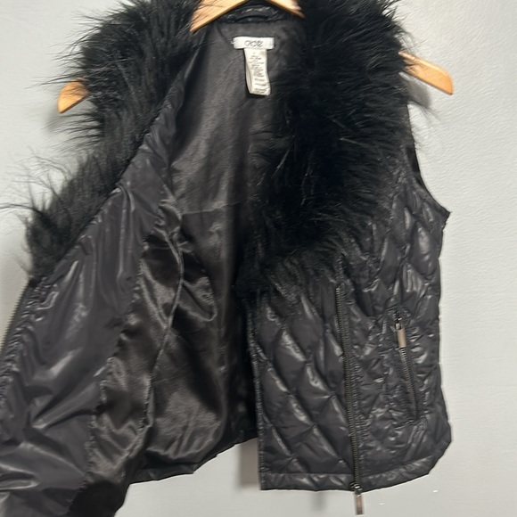 Cache Quilted Black Faux Fur Puffer Vest size M - Picture 6 of 12
